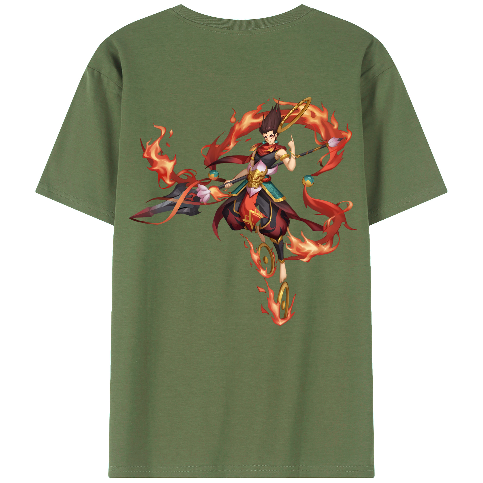 （画像用） Ne Zha 2 ナタ 魔童の大暴れ 綿100％ メンズ半袖Tシャツ（バックプリント） 通気性